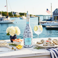 Thumbnail for Blue & White Yacht Club Prosecco Bottle Wrap bottle wrap on a La Marca prosecco bottle (view 2)