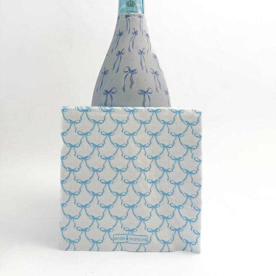 Beau Bottles Blue Bow Matching Cocktail Napkins
