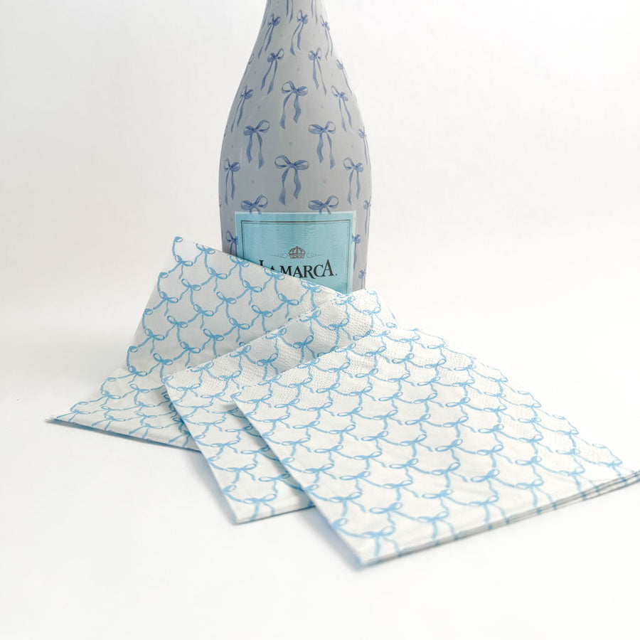Beau Bottles Blue Bow Matching Cocktail Napkins