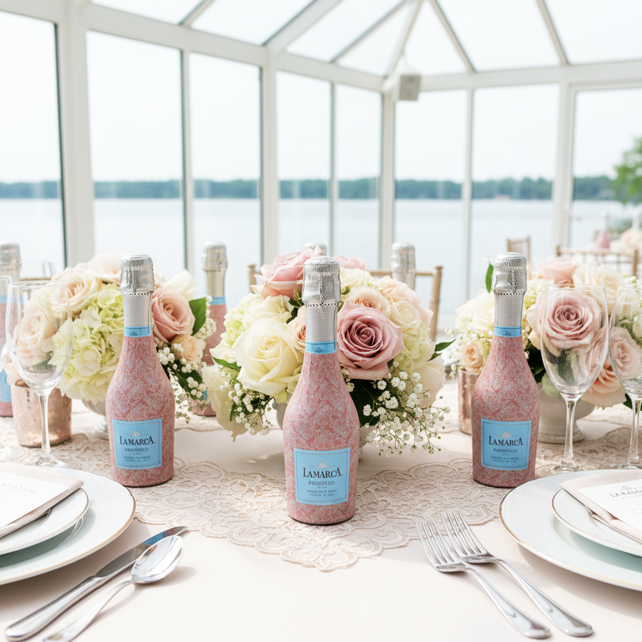 Beau Bottles Blush Lace Florals - MINI Prosecco Collection - Set of 6 (Wraps Only)
