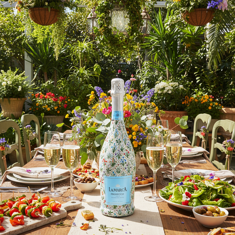 Botanical Garden Trellis Bottle Wrap on La Marca Prosecco