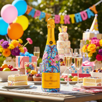 Thumbnail for Preppy Happy Birthday Brushed Presents Bottle Wrap on Champagne Bottle