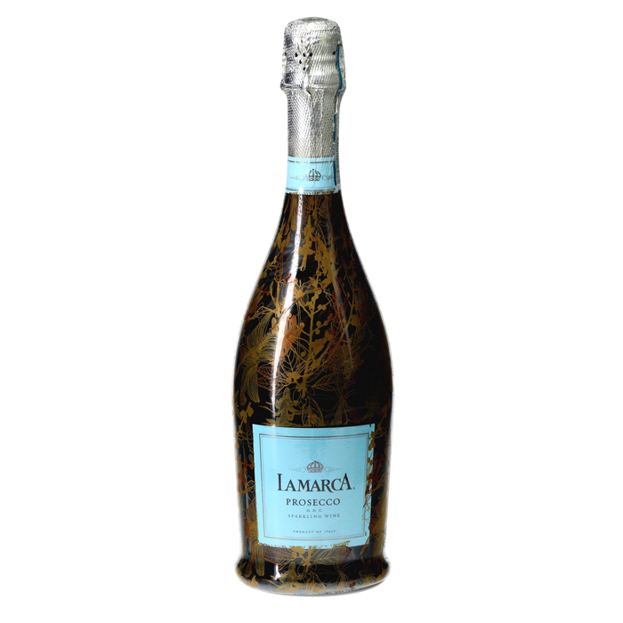 Clear Golden Botanical Prosecco Bottle Wrap — 360 view