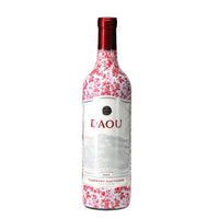 Thumbnail for Limited Edition Grandmillennial Deep Red Floral - DAOU Wine bottle wrap on a wine bottle