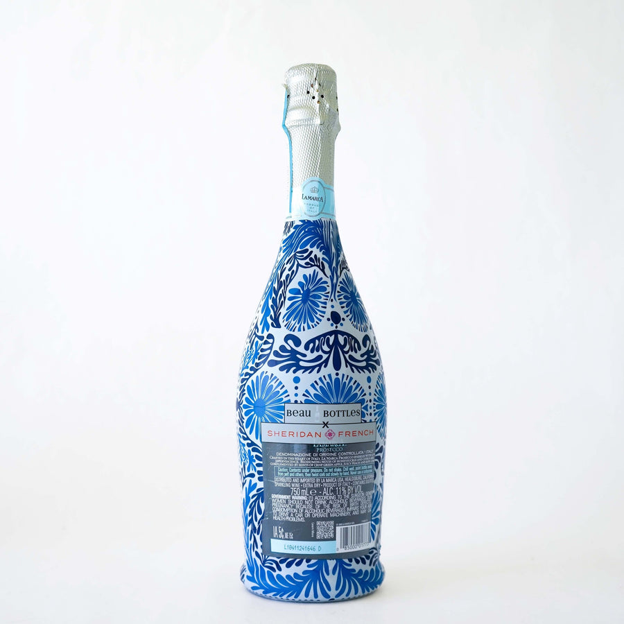 Sheridan French Collection - Navy Jardin Bottle Wrap on La Marca Prosecco