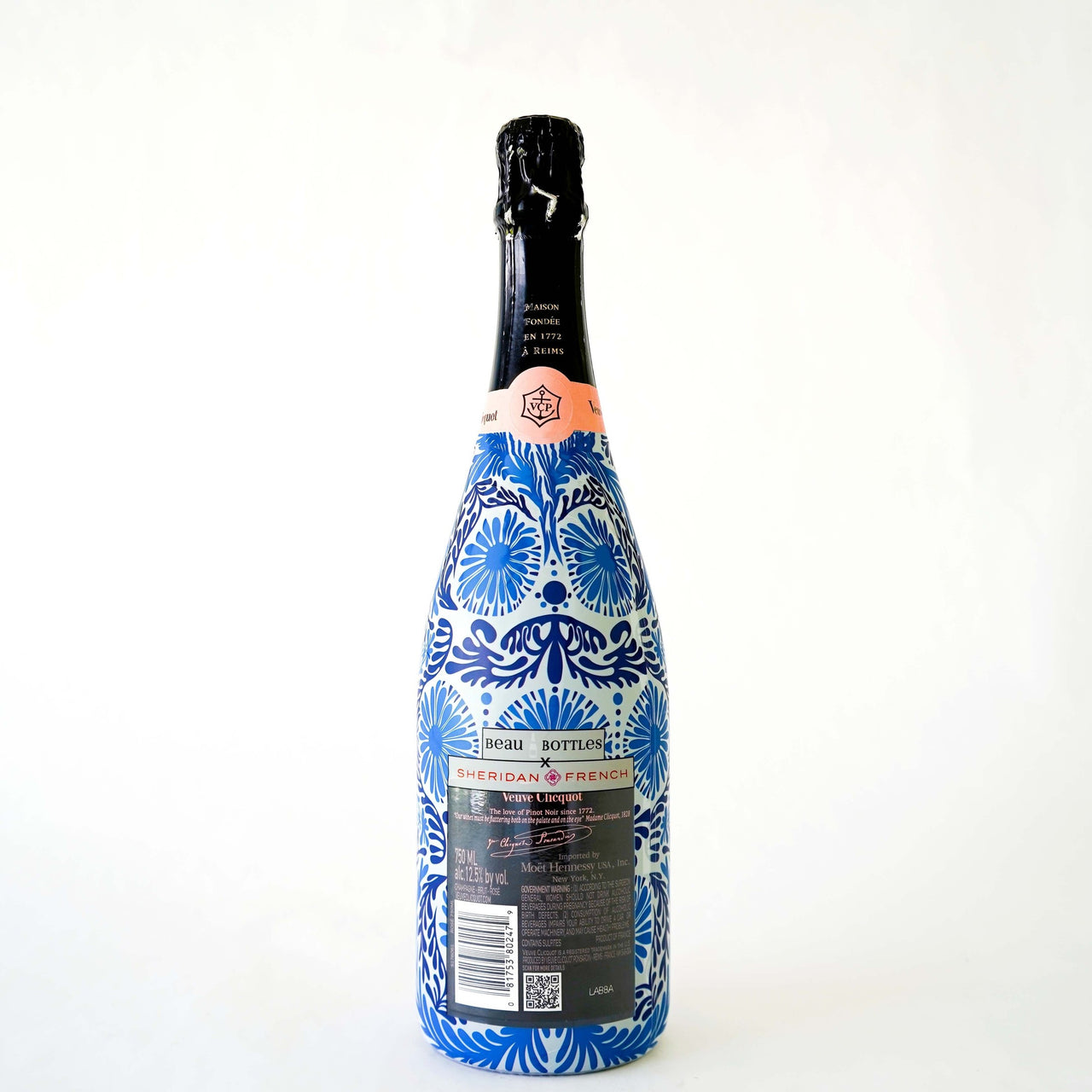 Sheridan French Collection - Navy Jardin Bottle Wrap on Champagne Bottle