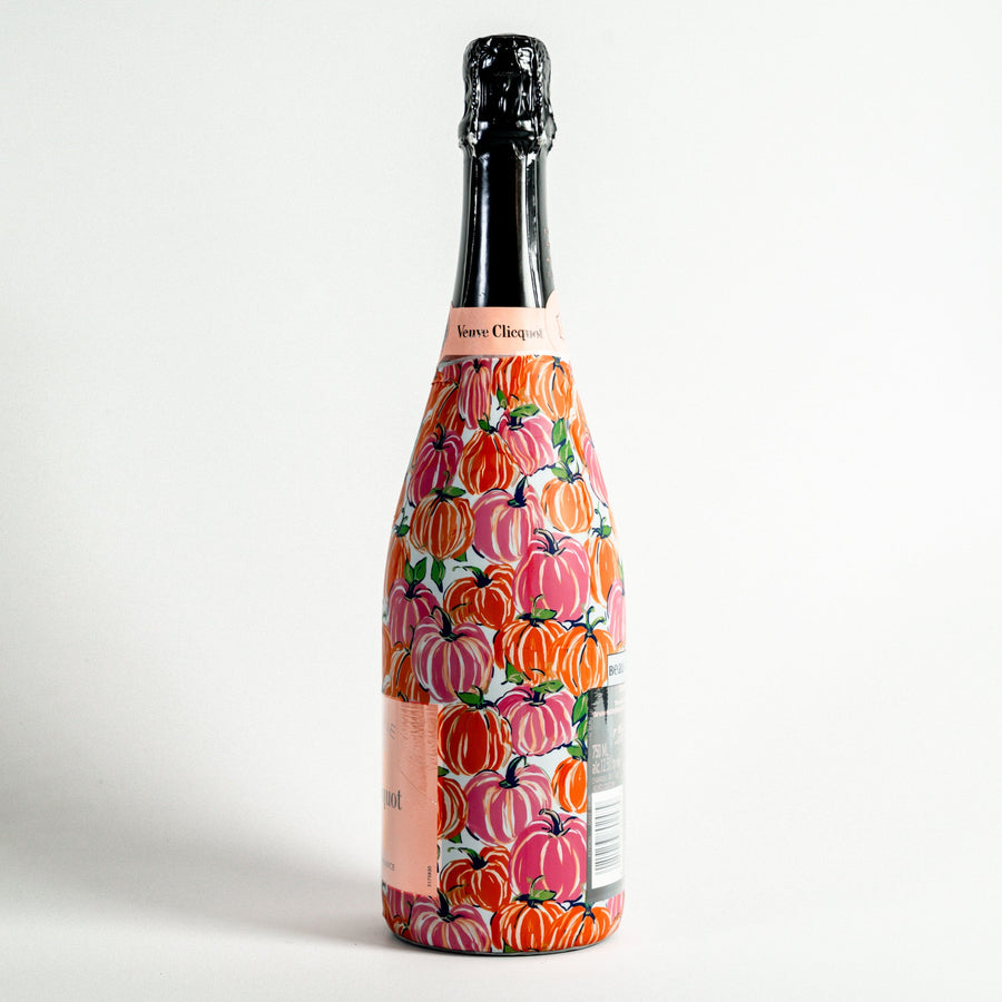 Pink and Orange Pumpkins Bottle Wrap on Champagne Bottle