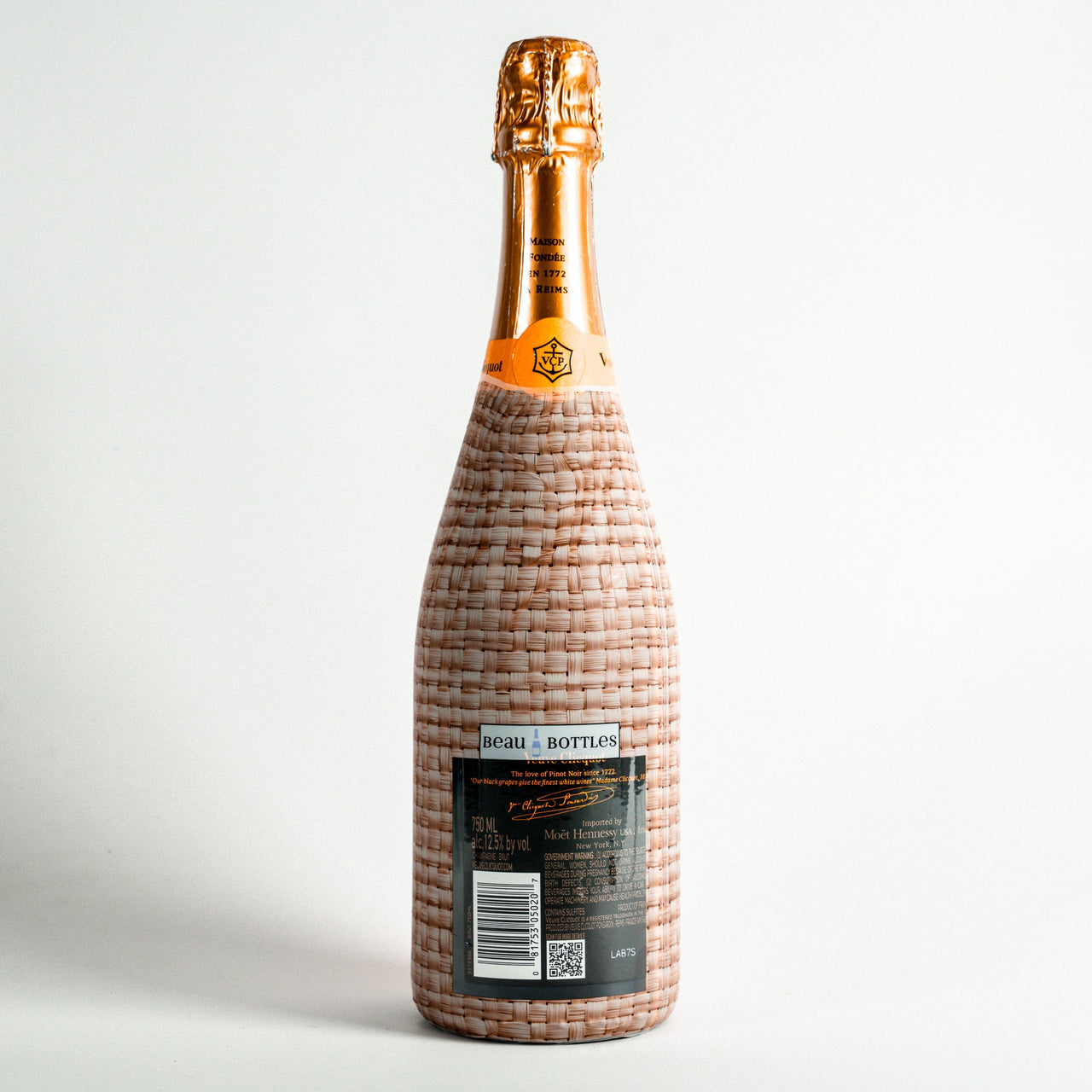 Honey Rattan Weave– Champagne Collection Bottle Wrap on Champagne Bottle