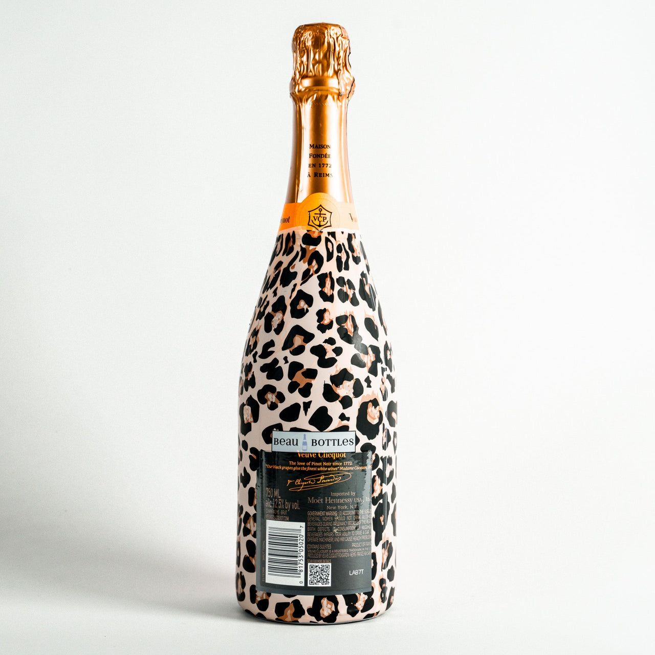 Tan Leopard Bottle Wrap on Champagne Bottle
