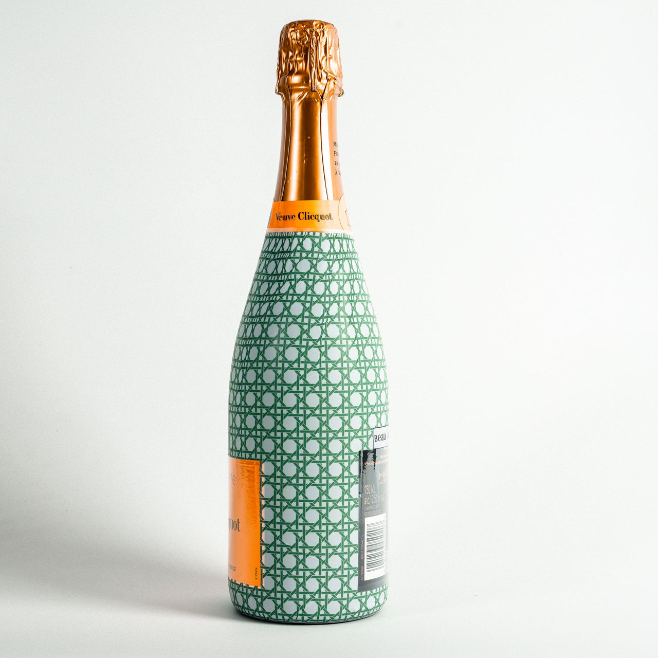 Sage and White Cane – Champagne Collection Bottle Wrap on Champagne Bottle