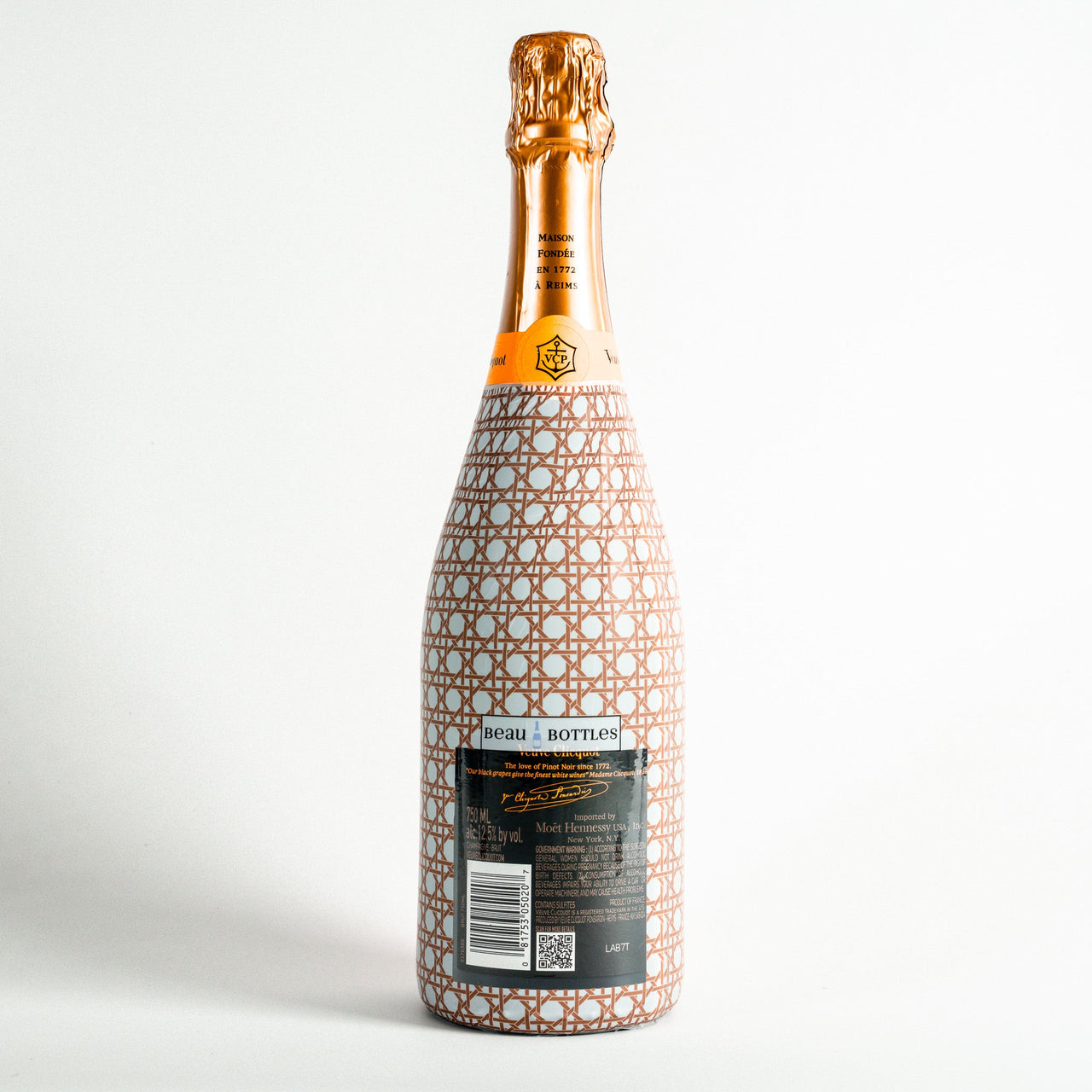 Brown and White Cane – Champagne Collection Bottle Wrap on Champagne Bottle
