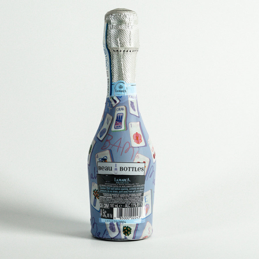 Pastel Blue Mahjong Mini Bottle Wrap Set on Mini La Marca Prosecco