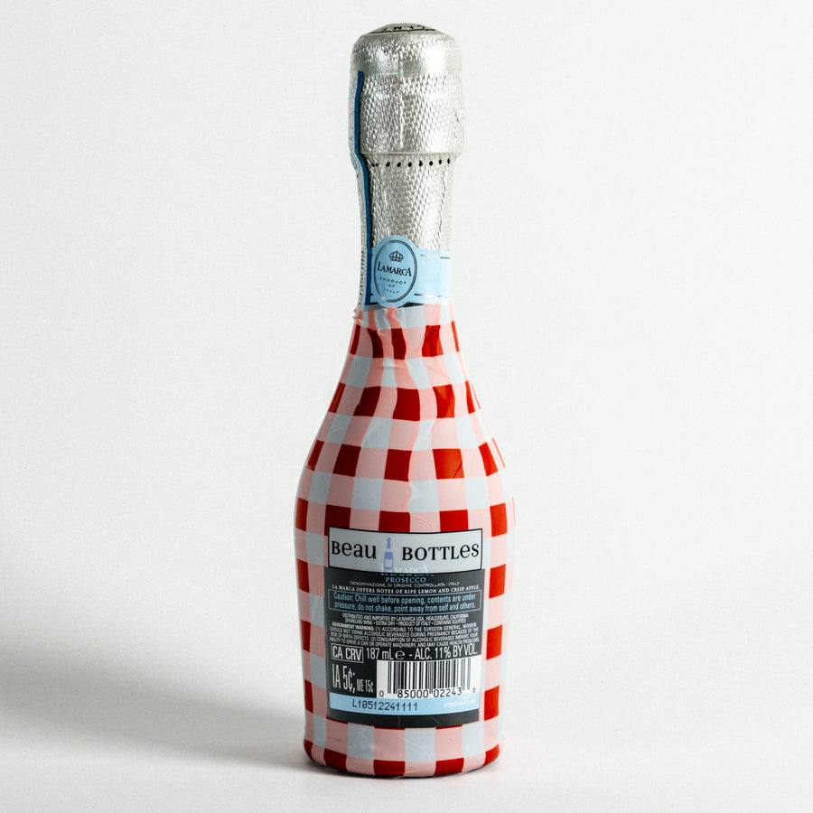 Beau Bottles Red and White Gingham - MINI Prosecco Collection - Six Pack