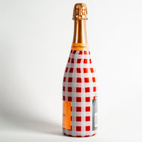 Thumbnail for Red and White Gingham – Champagne Collection Bottle Wrap on Champagne Bottle
