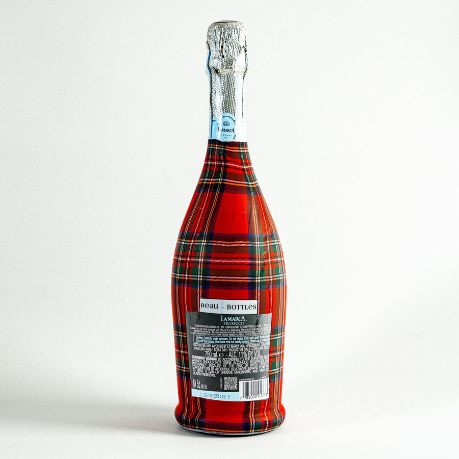 Beau Bottles Red and Green Christmas Tartan - Prosecco Collection