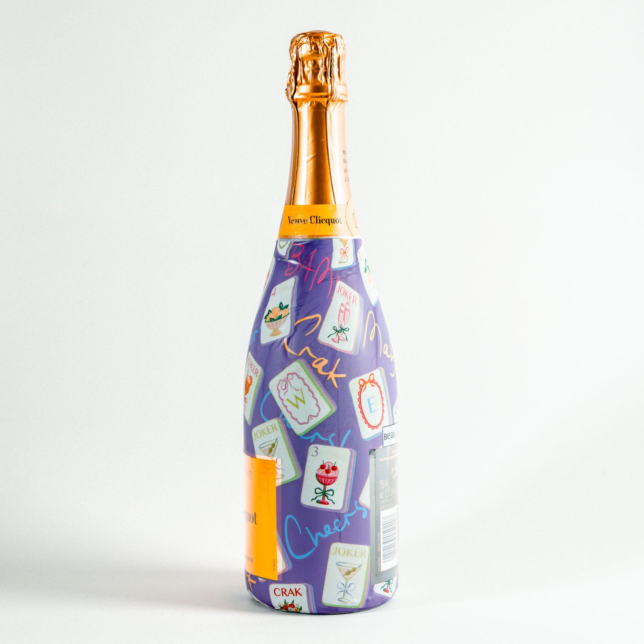 Purple Mahjong Bottle Wrap on Champagne Bottle