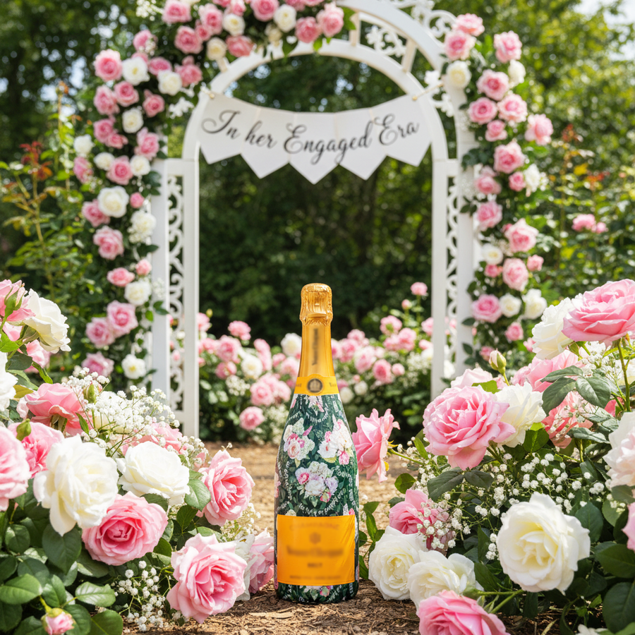 Engaged Era Bottle Wrap on Champagne Bottle