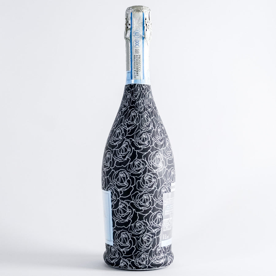 Black and White Roses Bottle Wrap on La Marca Prosecco