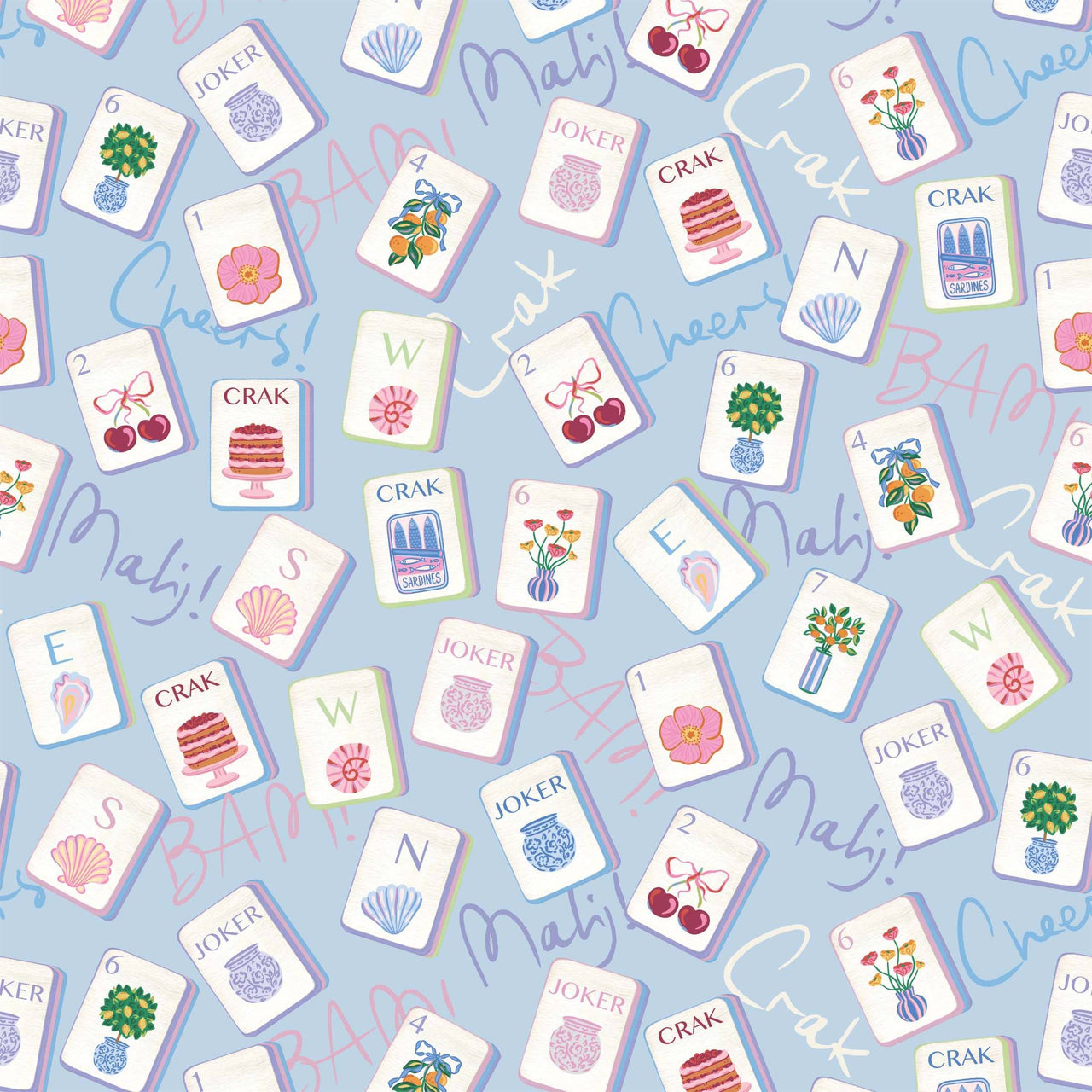 Pastel Blue Mahjong Bottle Wrap on La Marca Prosecco