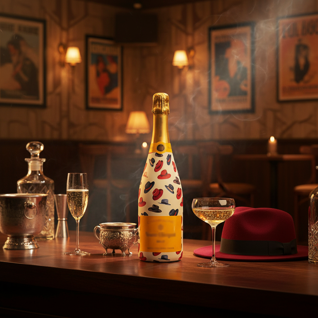 Fedora Bottle Wrap on Champagne Bottle