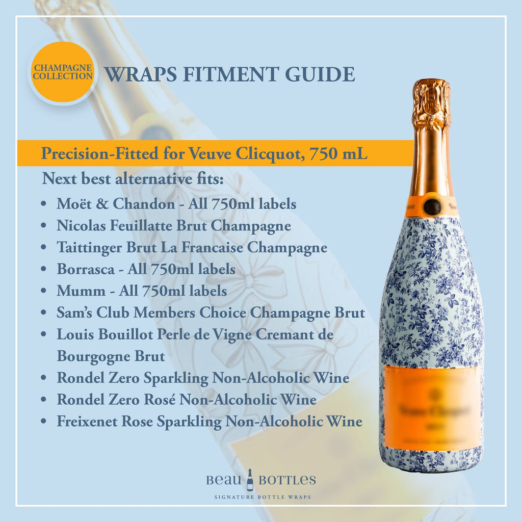 Limited Edition Blue Ornaments Bottle Wrap on Champagne Bottle