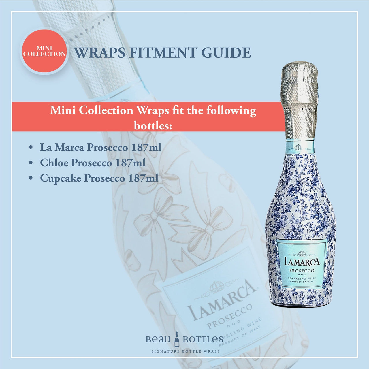 Floral Graduation Mini Bottle Wrap Set on Mini La Marca Prosecco