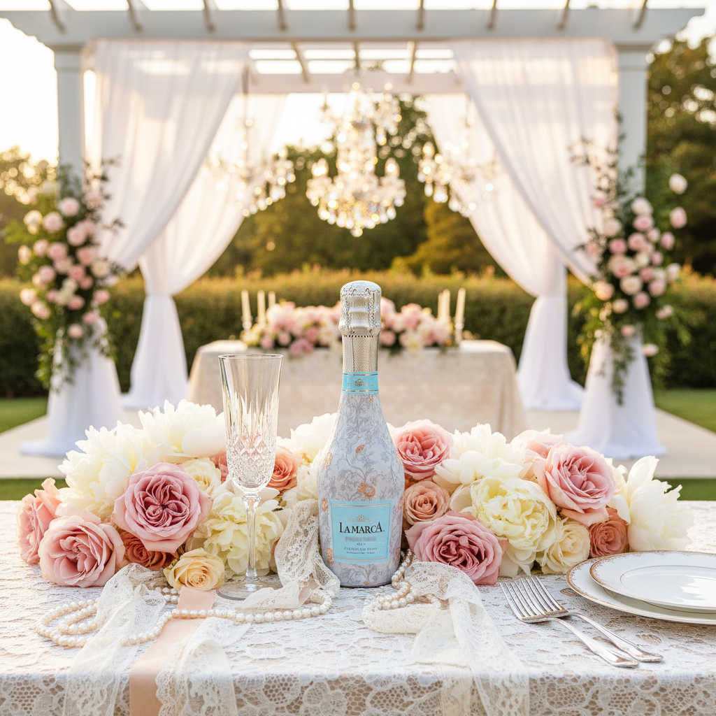 Floral Bridal Bliss Mini Bottle Wrap Set on Mini La Marca Prosecco