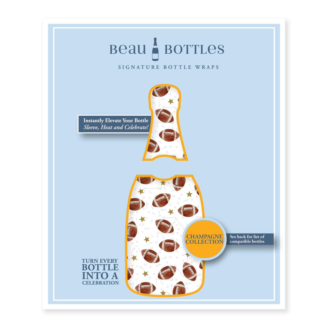 Footballs Bottle Wrap on Champagne Bottle