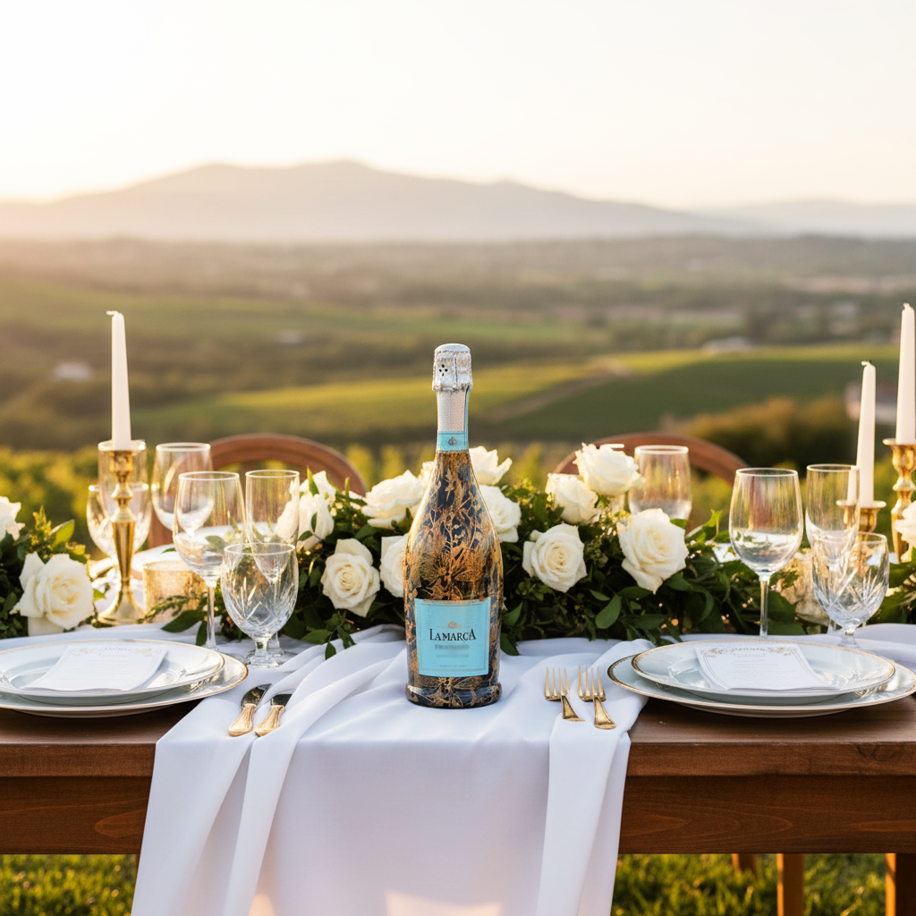 Clear Golden Botanical Bottle Wrap on La Marca Prosecco