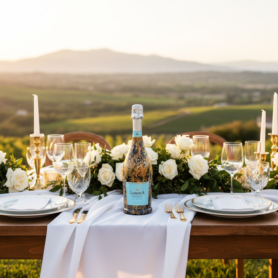 Clear Golden Botanical Bottle Wrap on La Marca Prosecco
