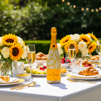 Thumbnail for Grandmillennial Gold Flower Champagne Bottle Wrap
