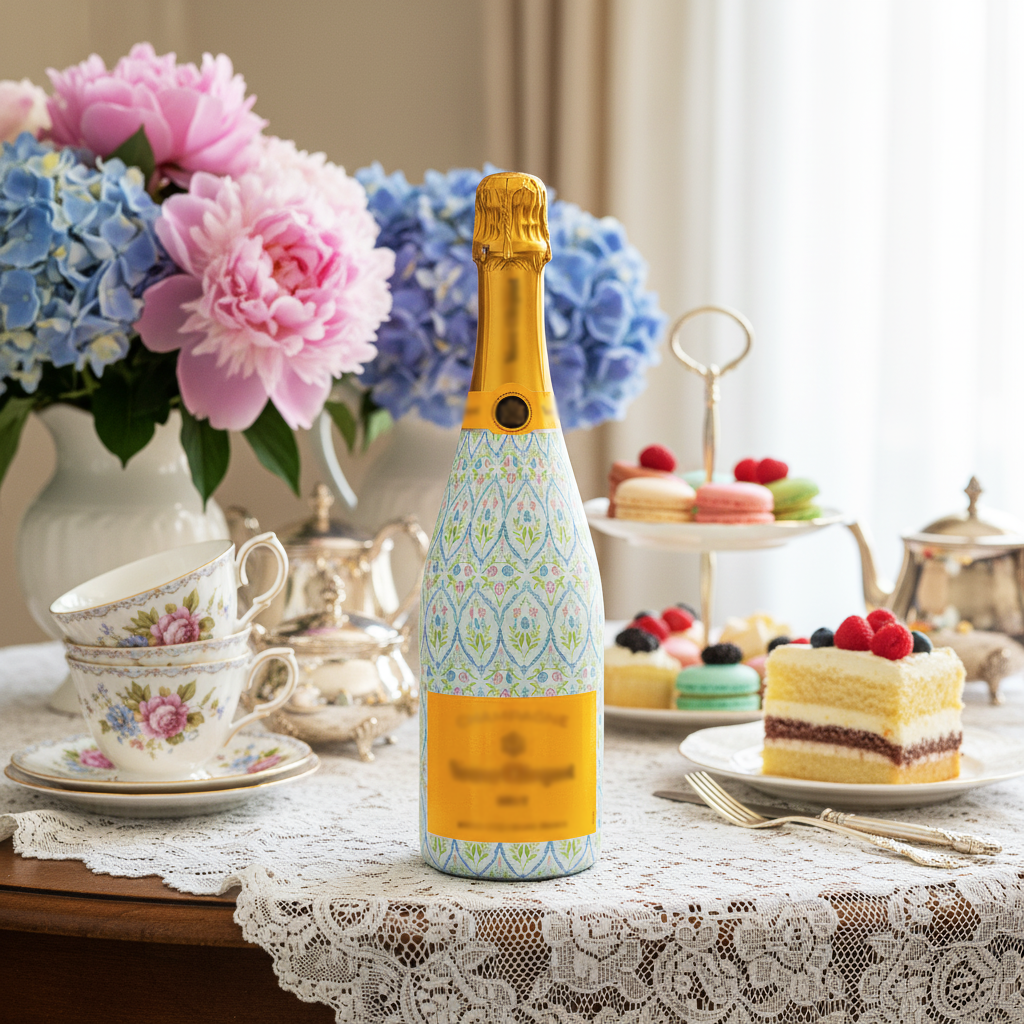 Beau Bottles Wrap Grandmillienial Floral Medallion - Champagne Collection
