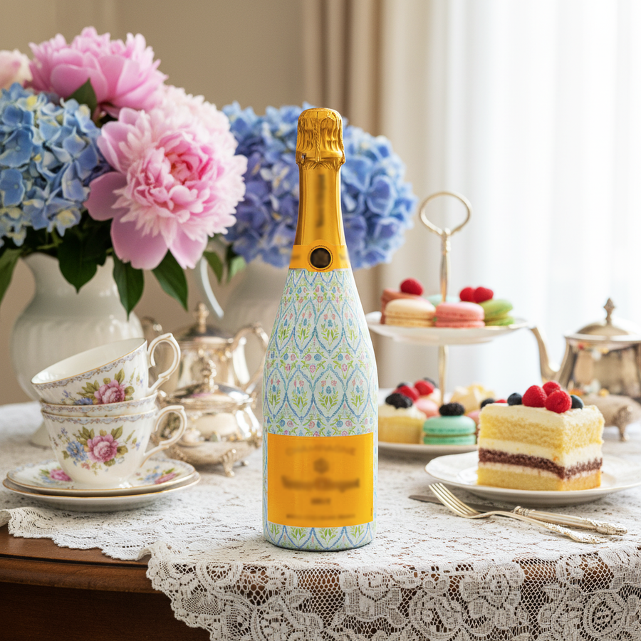 Beau Bottles Wrap Grandmillienial Floral Medallion - Champagne Collection
