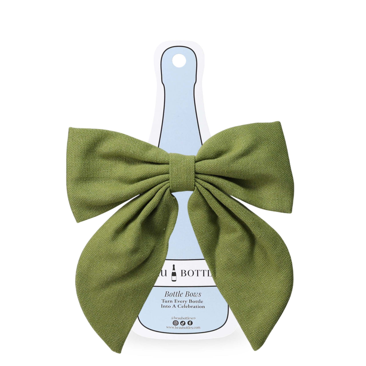 Beau Bottles Green Linen Bottle Bow