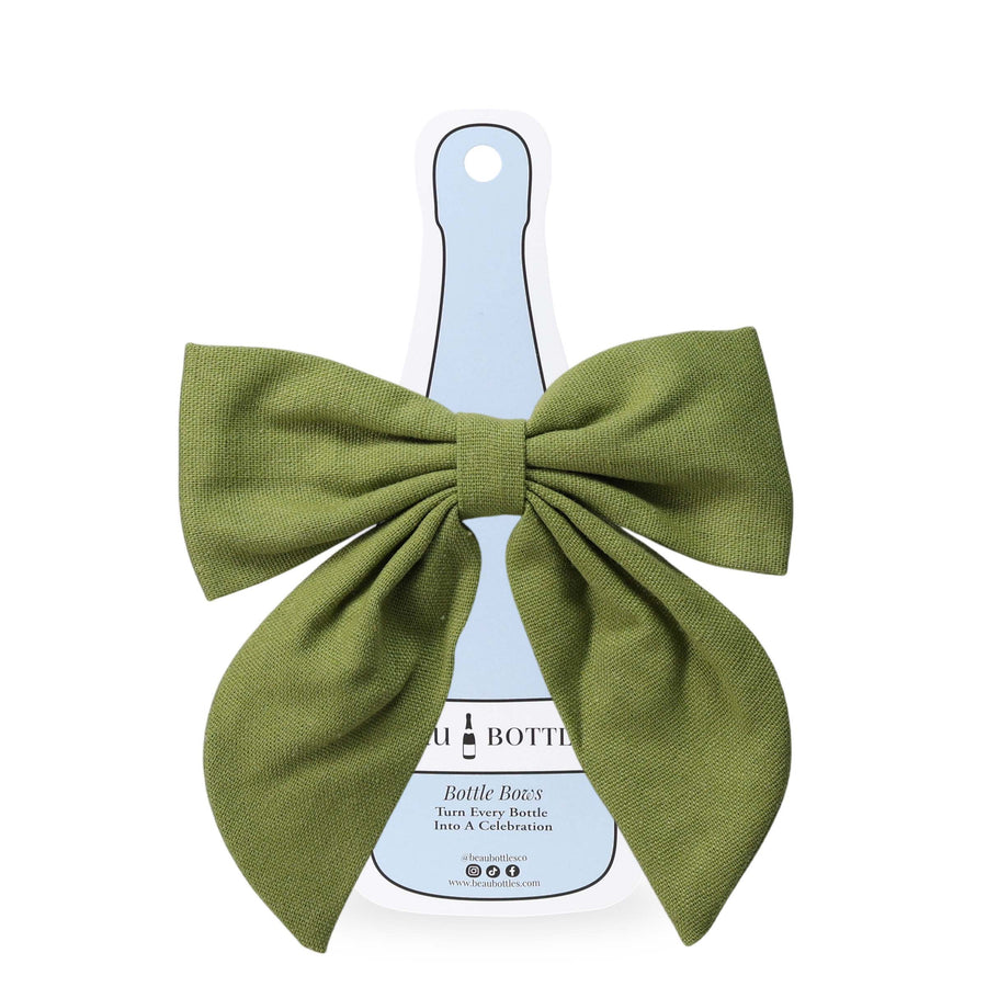 Beau Bottles Green Linen Bottle Bow