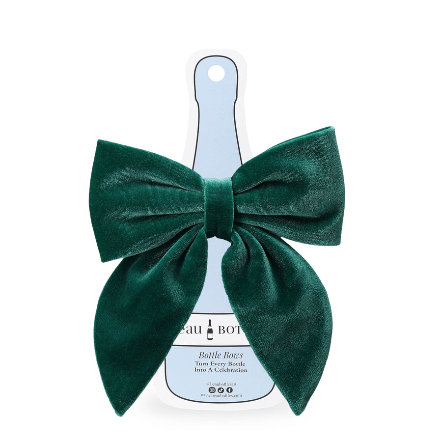 Beau Bottles Green Velvet Bottle Bow