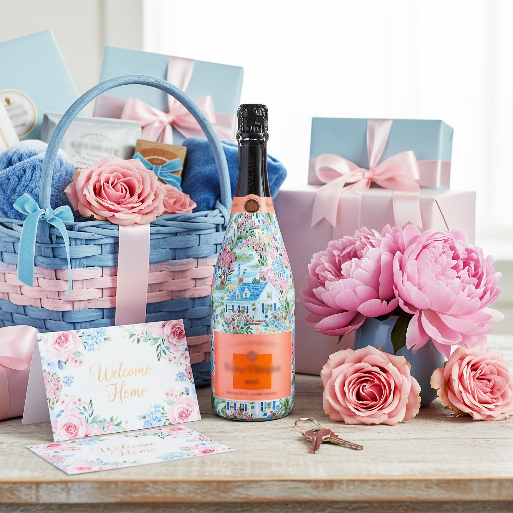 Hamptons Cottage Garden Bottle Wrap on Champagne Bottle