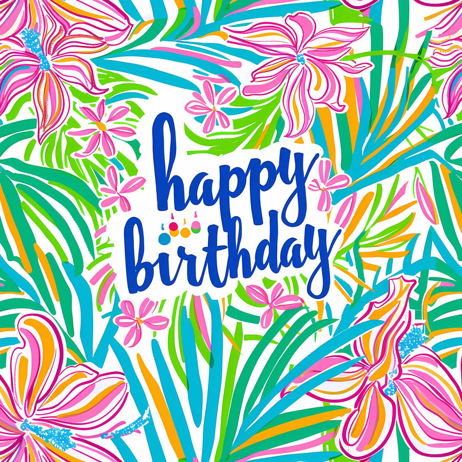 Happy Birthday Floral Bottle Wrap on Champagne Bottle