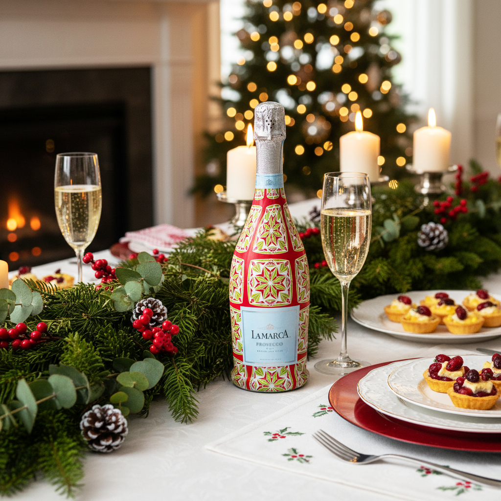 Holiday Kaleidoscope Bottle Wrap on La Marca Prosecco