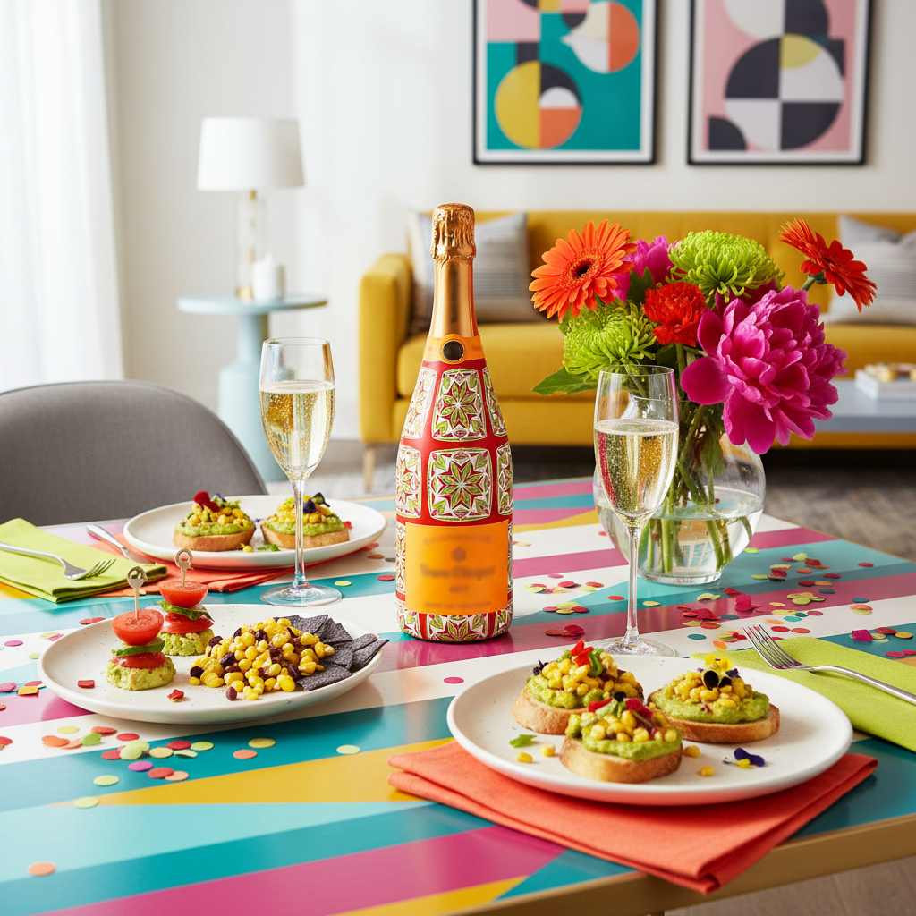 Holiday Kaleidoscope Bottle Wrap on Champagne Bottle