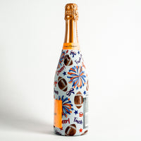 Thumbnail for Blue and Orange Game Day Bottle Wrap on Champagne Bottle