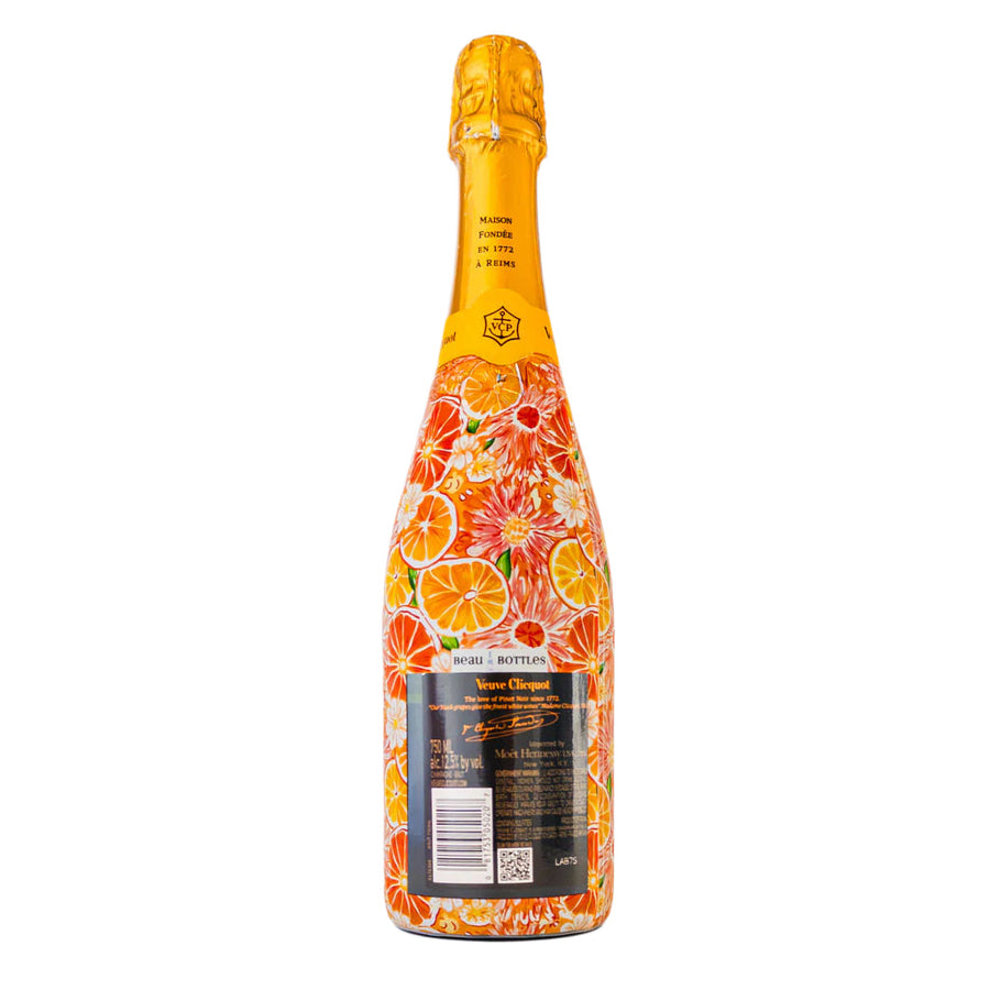 Preppy Watercolor Oranges Bottle Wrap on Champagne Bottle