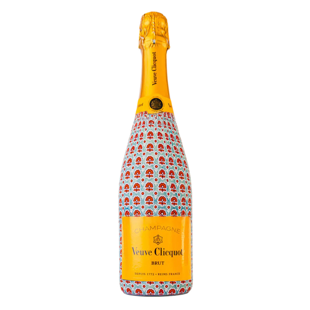 Beau Bottles Wrap Indian Blockprint Blue Flower - Veuve Edition