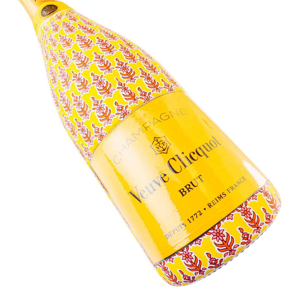 Beau Bottles Wrap Indian Blockprint Yellow Leaf - Veuve Edition