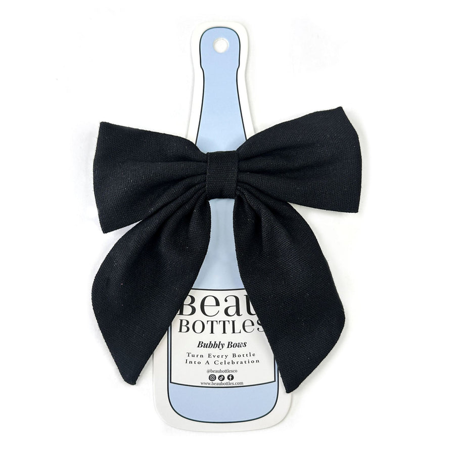 Beau Bottles Black Linen Bottle Bow