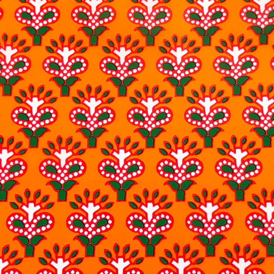Indian Blockprint Red Leaf Bottle Wrap on Champagne Bottle