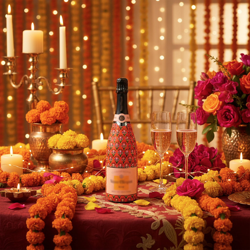 Beau Bottles Indian Blockprint Red Leaf - Champagne Collection