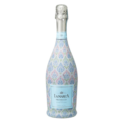 Grandmillennial Pastel Jewels Prosecco Bottle Wrap bottle wrap on a La Marca prosecco bottle