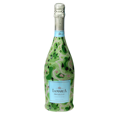 Southern Fairways Prosecco Bottle Wrap bottle wrap on a La Marca prosecco bottle