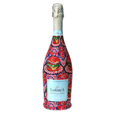 Summer Grill Out Prosecco Bottle Wrap bottle wrap on a La Marca prosecco bottle